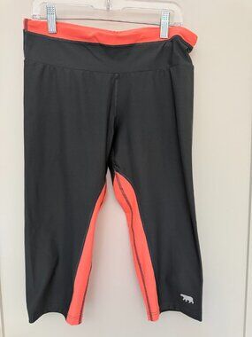 Running Bare Australia Colorblock Capri Leggings Grey Coral USA 6/8